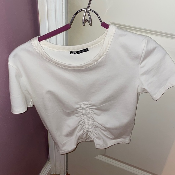 Zara white cinch t-shirt - Picture 2 of 4